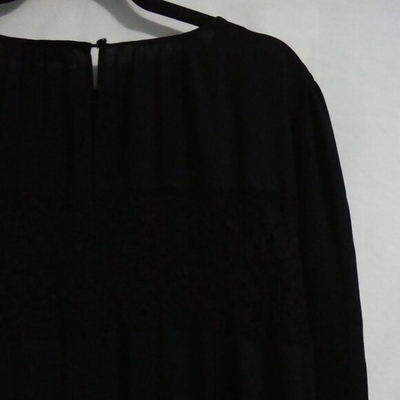 LOFT | large | Black Long Sleeve Blouse | Single Button Back Closure - Picture 11 of 14